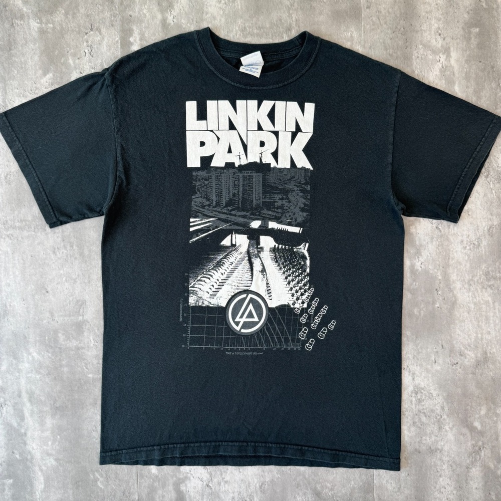 Vintage Linkin Park T-Shirt Men M Black Band Time Of Development Nu Metal Faded